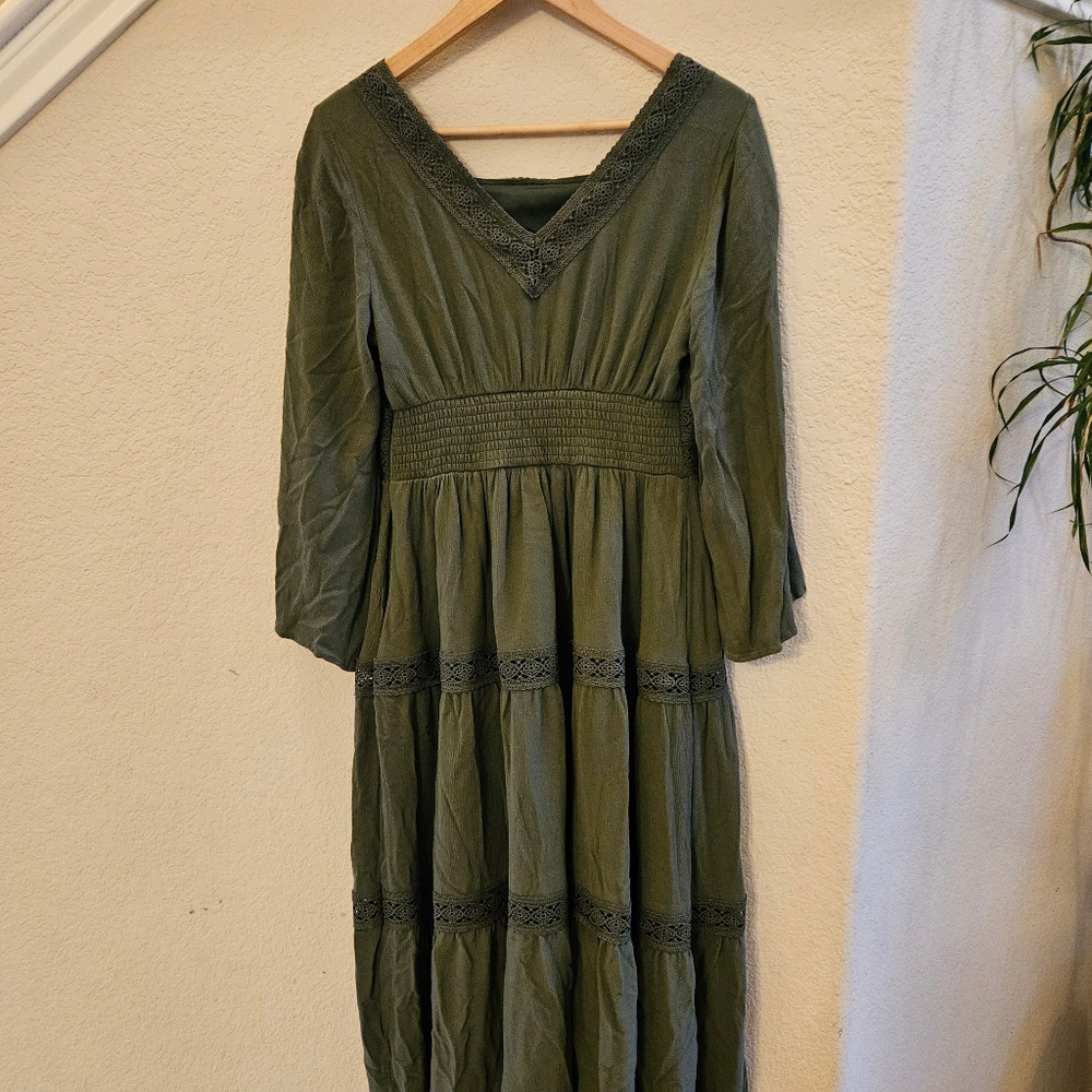 SCARLET DARKNESS Women's Forest Green Embroidered Renaissance Dress Small - Picture 10 of 15